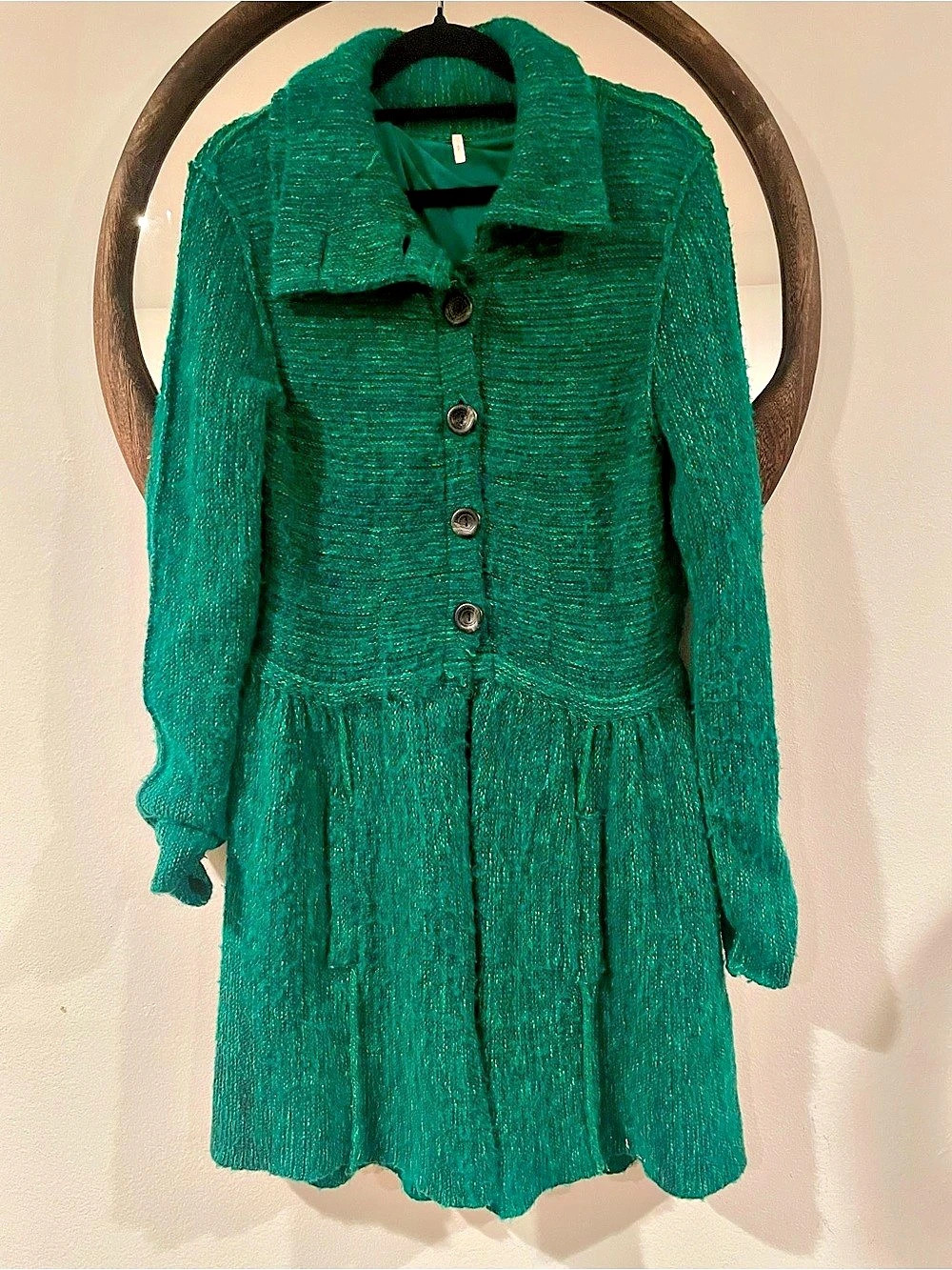 Free People Green Button sweater coat